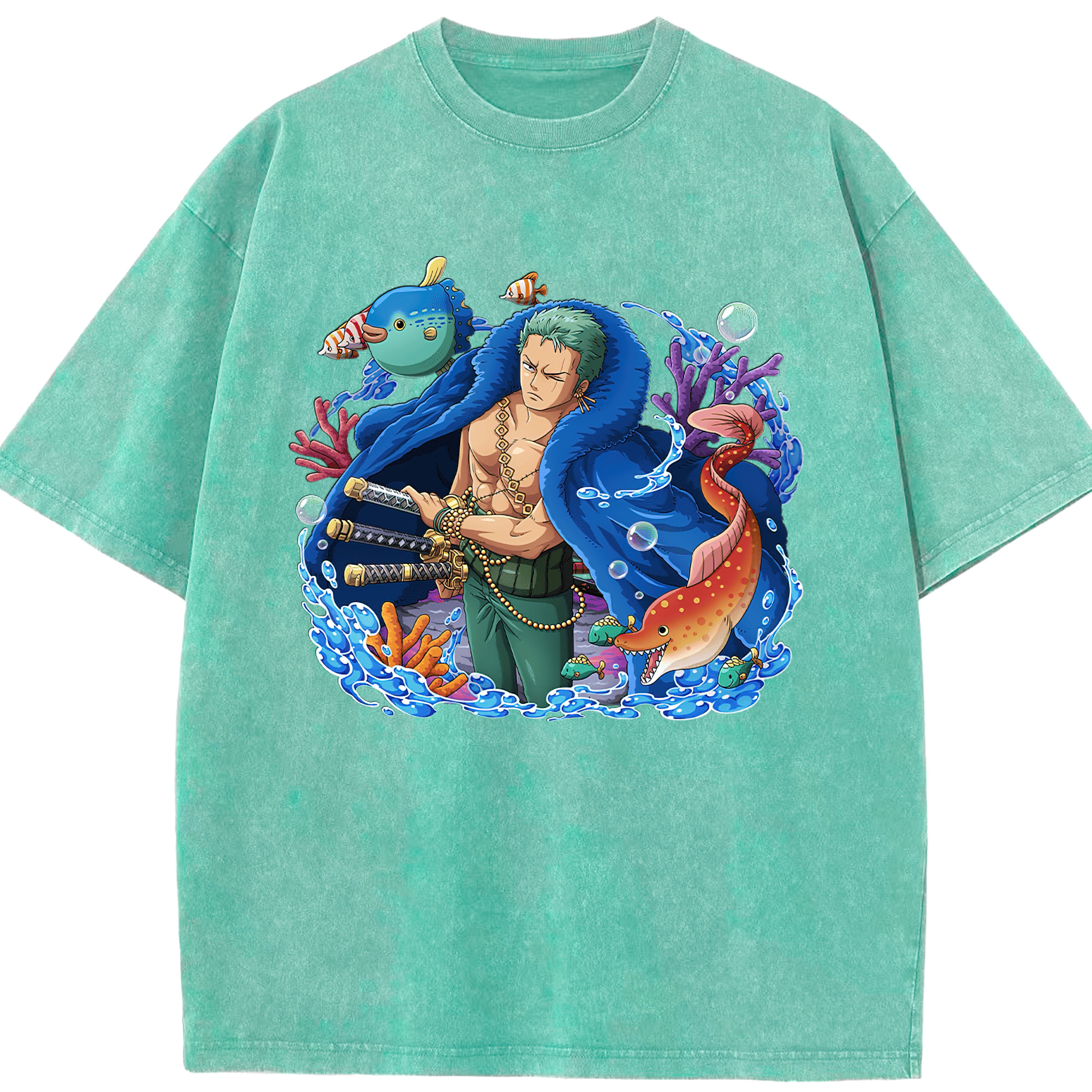 ワンピース ロロノア・ゾロ ONE PIECE Roronoa Zoro 綿100% ヴィンテージ風 半袖Tシャツ（フロントプリント）